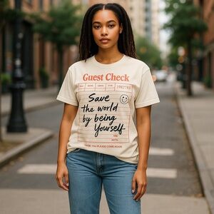 Guest Check Beige Graphic Tee
